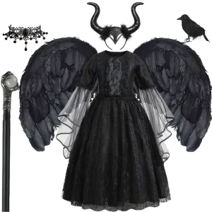 Déguisement fille robe noire de sorcière