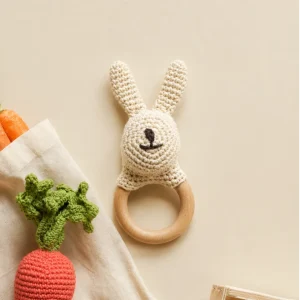 Teether Lapin  en crochet 100% coton bio