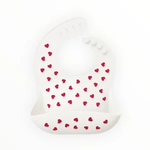 Bavoir en silicone | Coeurs rouge