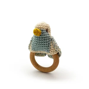 Teether Mésange Bleue en crochet 100% coton bio