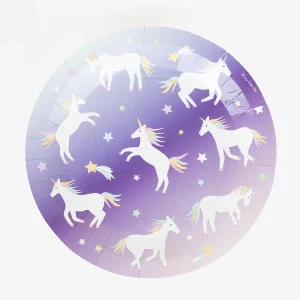 Assiette en carton : 8 assiettes licorne galactique