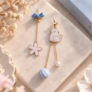 Boucles d'oreilles neko blue