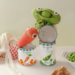 Coffret Extra Fin 🥫👀  hochets en crochet 100% coton bio