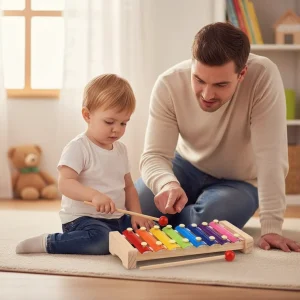 Xylophone Éveil Bébé en Bois Arc-en-Ciel – Jouet Musical Éducatif et Sensoriel