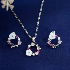 Ensemble de bijoux ronde enchantée (collier + boucles d'oreilles)