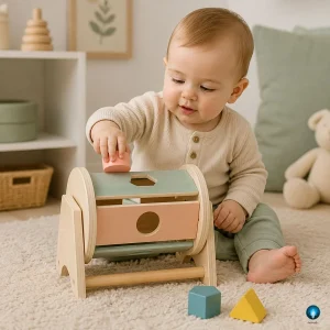 Jouet Montessori 1 an | Rolling Drum en Bois – Trier, Rouler, Découvrir