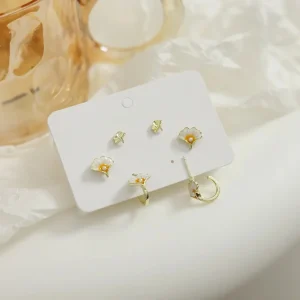 Lot de 3 paires de boucles d'oreilles gingko