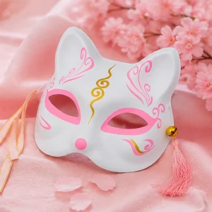 Masque kitsune rose