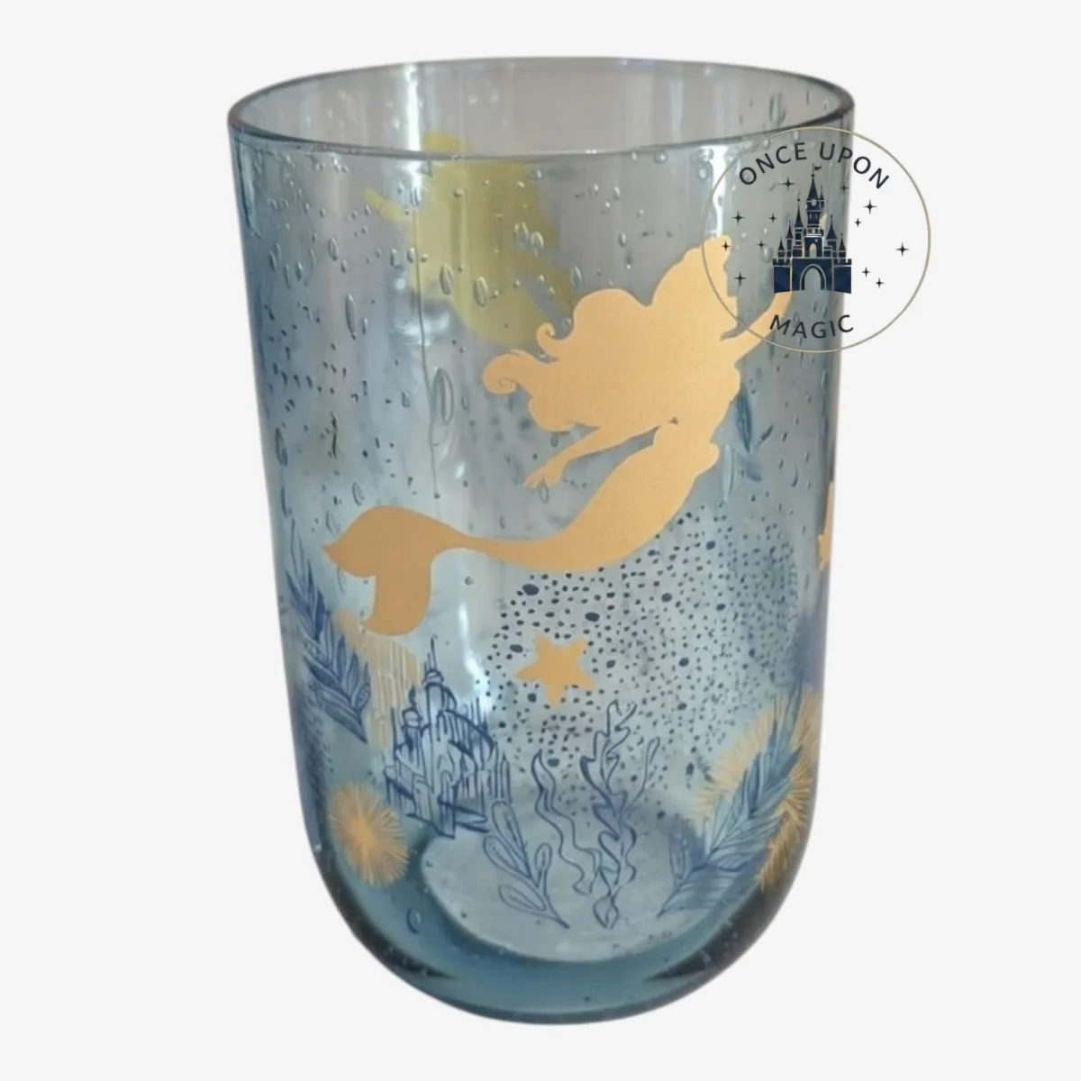 Verre Ariel La Petite Sirène Disney – Bleu Translucide Silhouette Dorée Officiel Disneyland Paris – Image 2