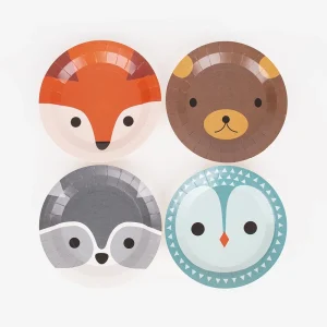 Assiette en carton : 8 petites assiettes forêt